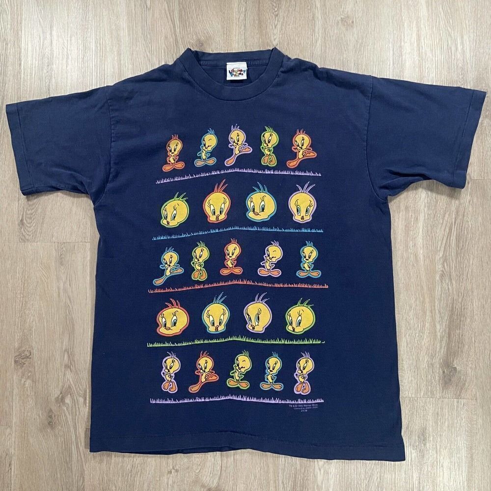 Vintage 1995 Looney‎ Tunes Tweety Bird T-Shirt TV Cartoon Men’s Size XL Blue - Picture 5 of 9